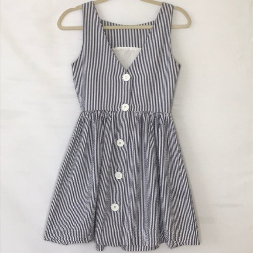 American Apparel Blue White Seersucker Dress